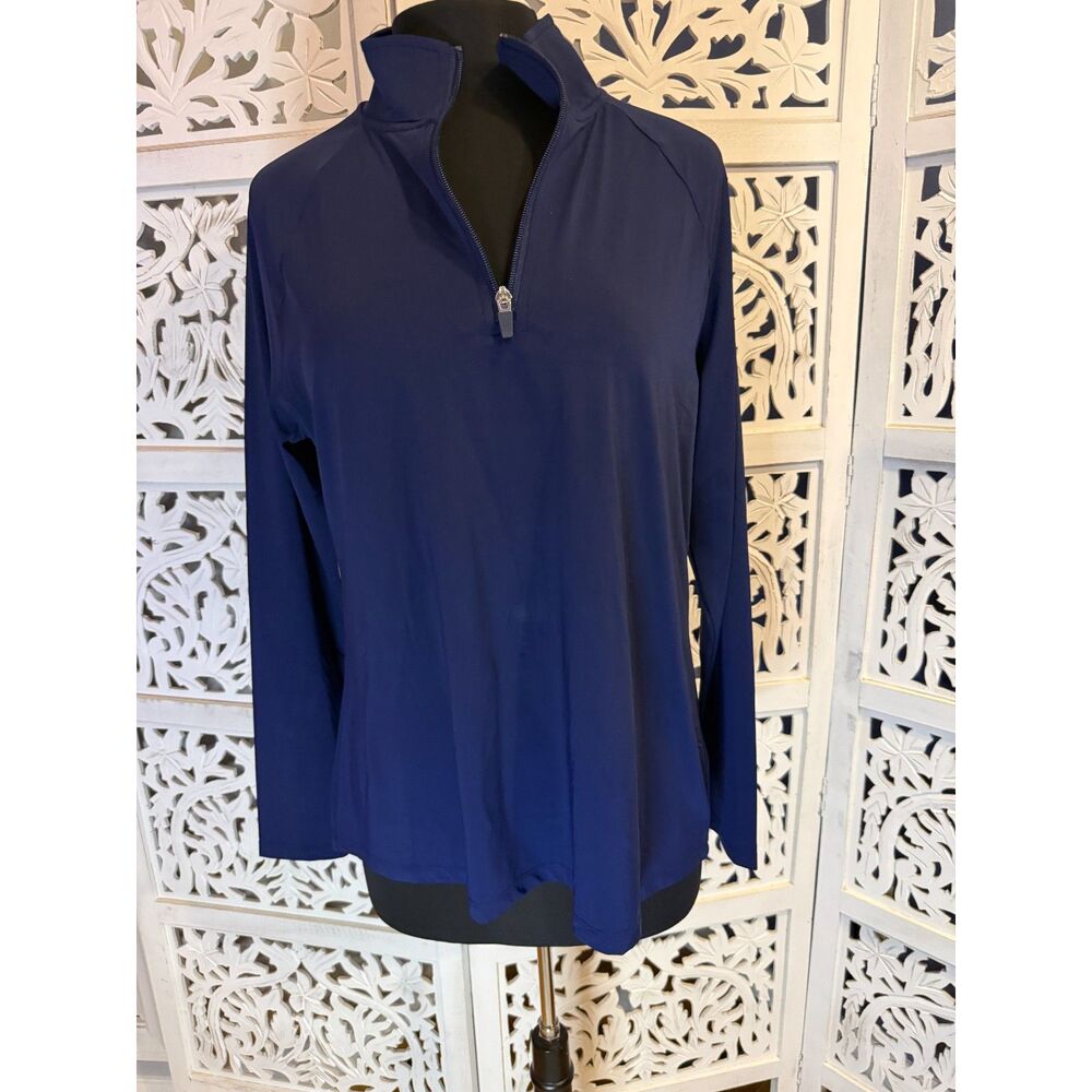 New With Tags Lands' End Blue Woman 3/4 Zip Size Large